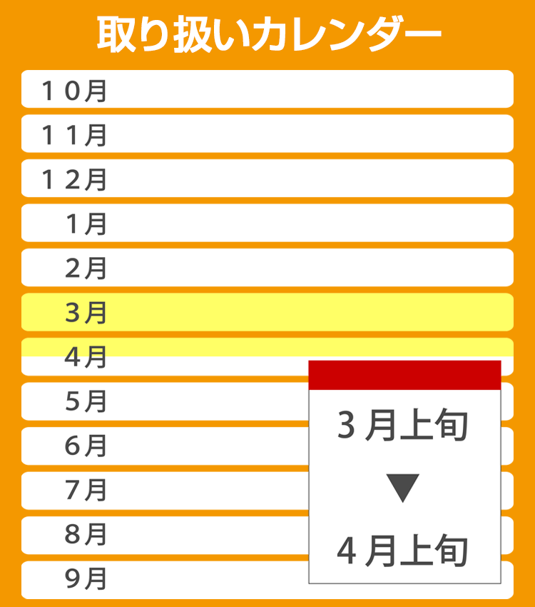 取り扱いカレンダー